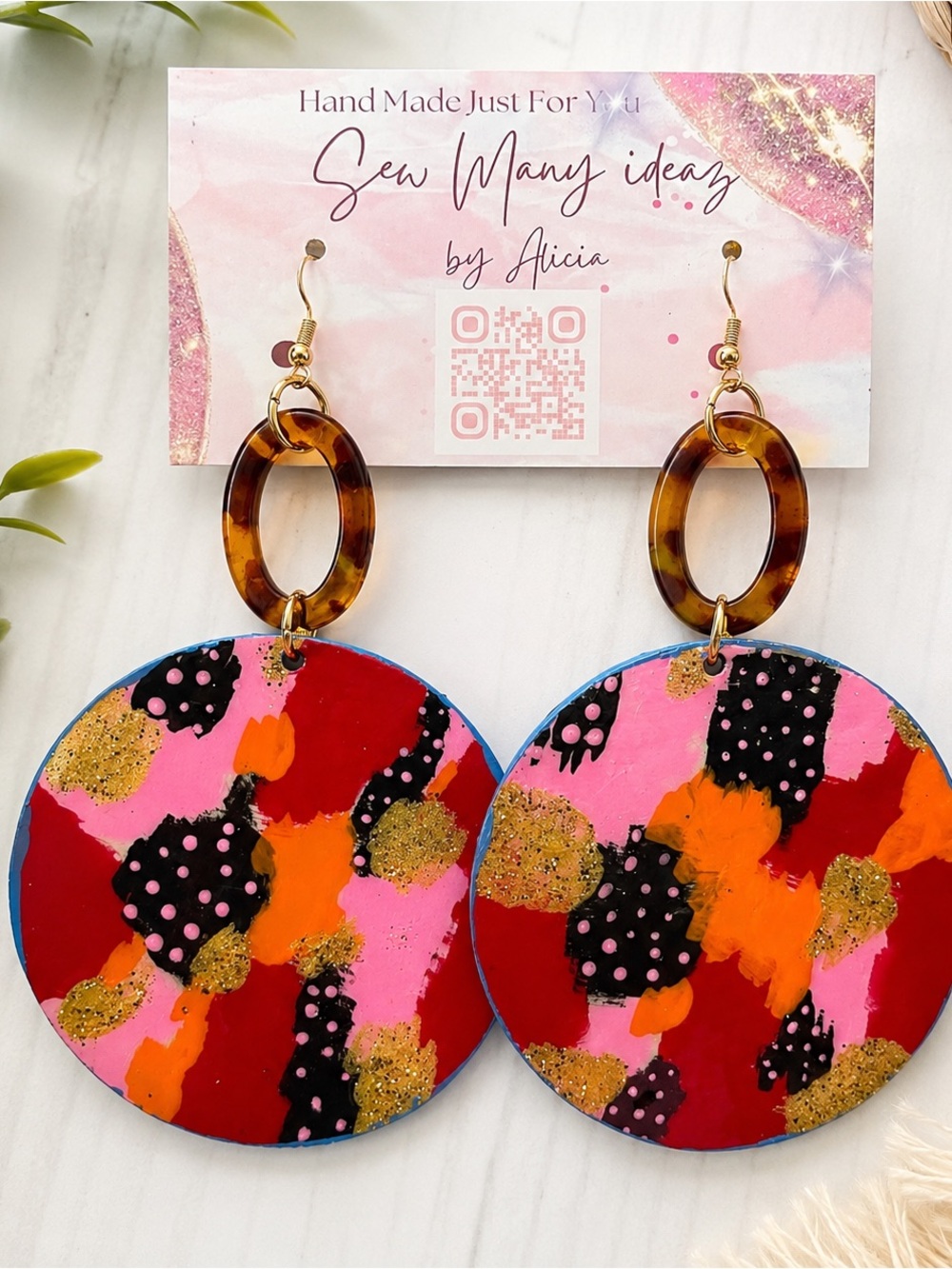 Colorful Abstract Circle Earrings